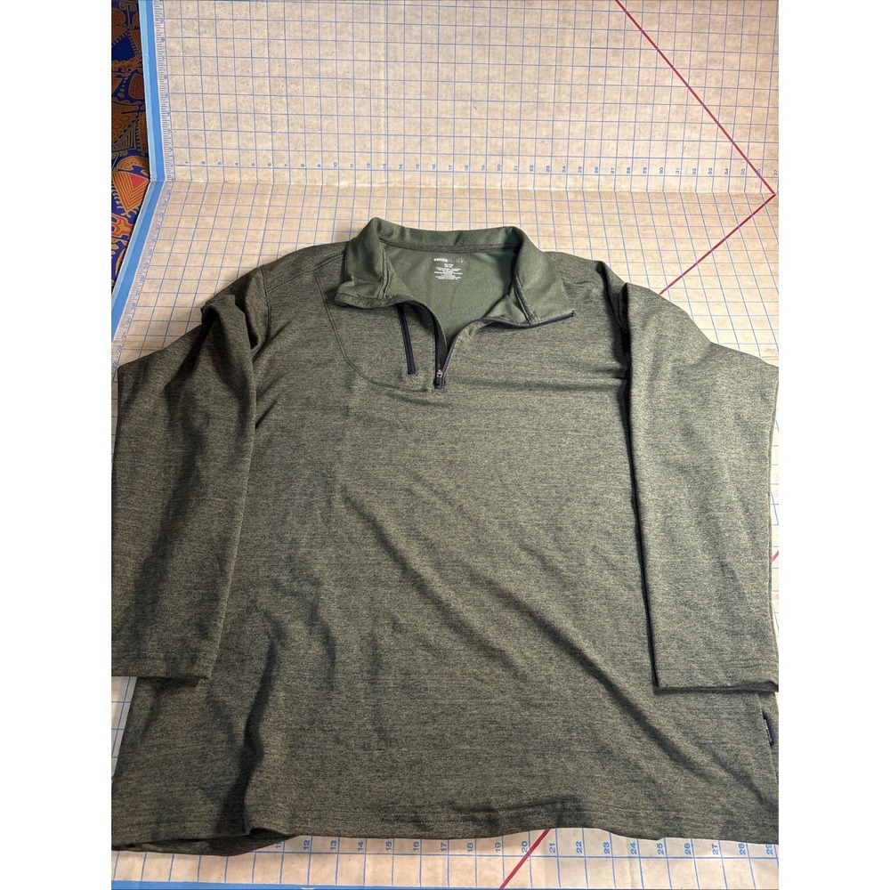 Swiss Tech Long‎ Sleeve 1/4 Zip Shirt Green 2XL Polyester Blend Outdoor Hiking